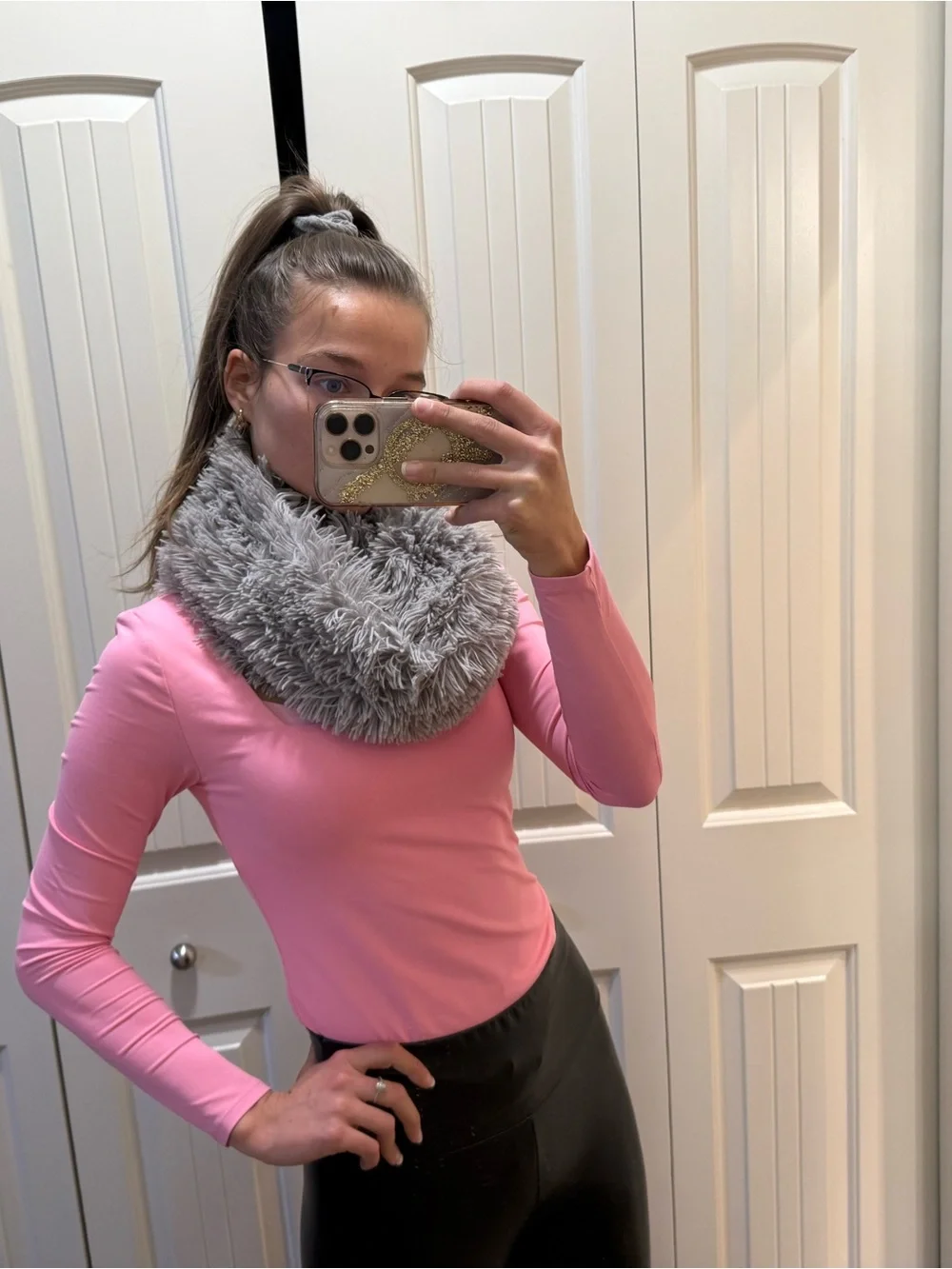 Maurices Gray Faux-Fur Infinity Scarf
